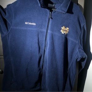Columbia Norte dame, XL fleece sweater. Working zippers,pull string.